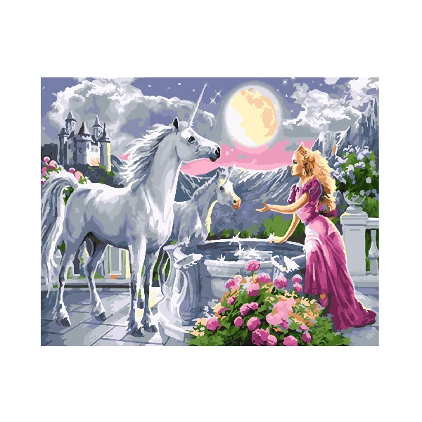 Картина по номерам Тварини, птахи та риби - Единорог в саду