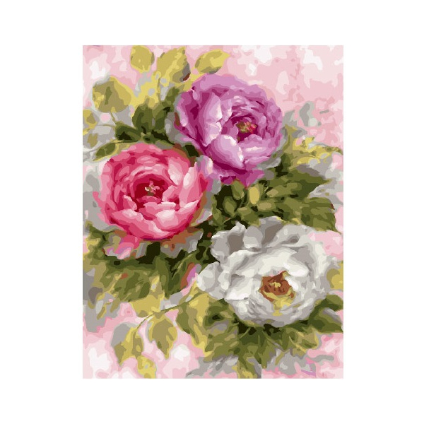 Картина по номерам Квіти - Три піоновидні троянди