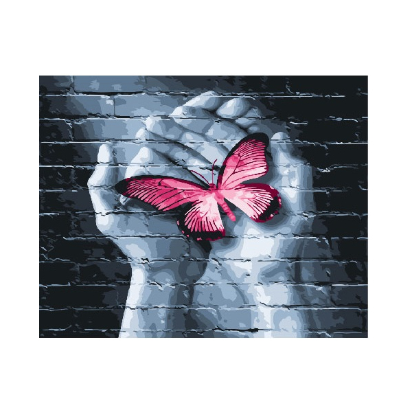 Картина по номерам Города - Графіті з метеликом