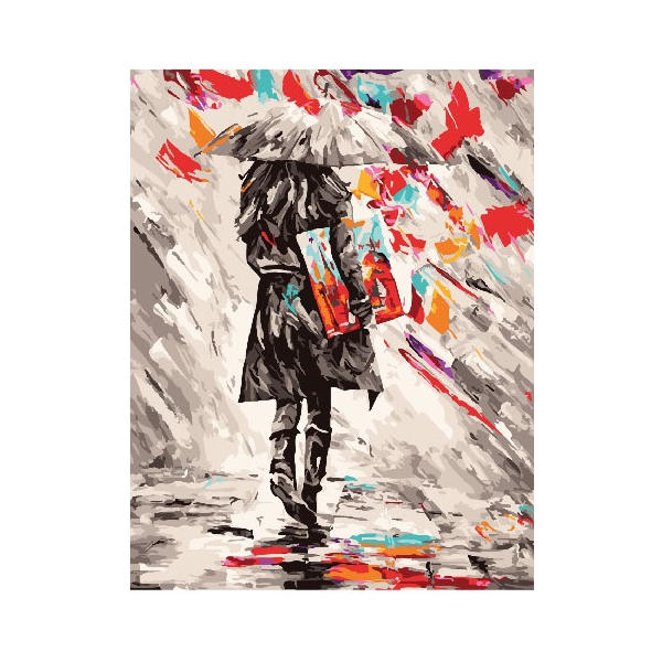 Картина по номерам Люди на картинах - Іду під парасолькою