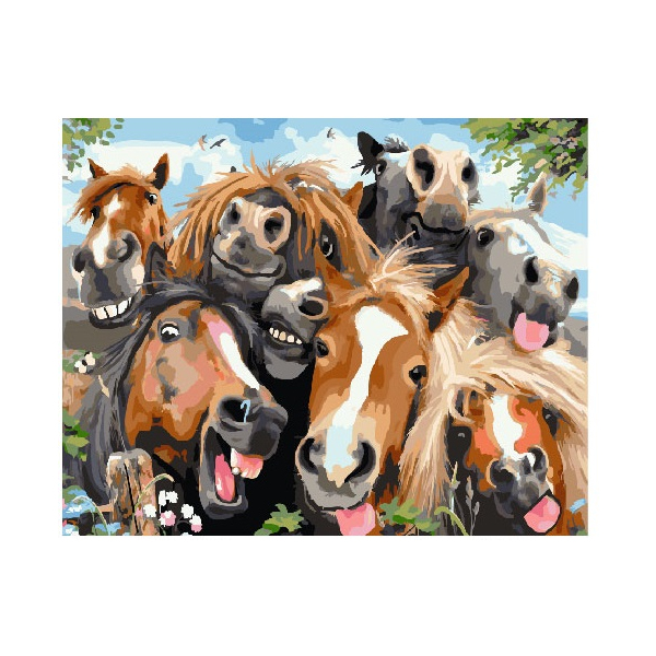 Картина по номерам Тварини, птахи та риби - Веселые лошади