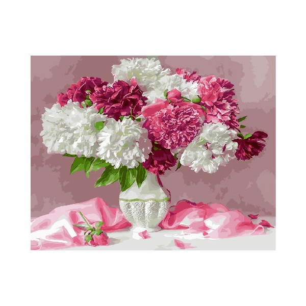 Картина по номерам Квіти - Піони рожеві