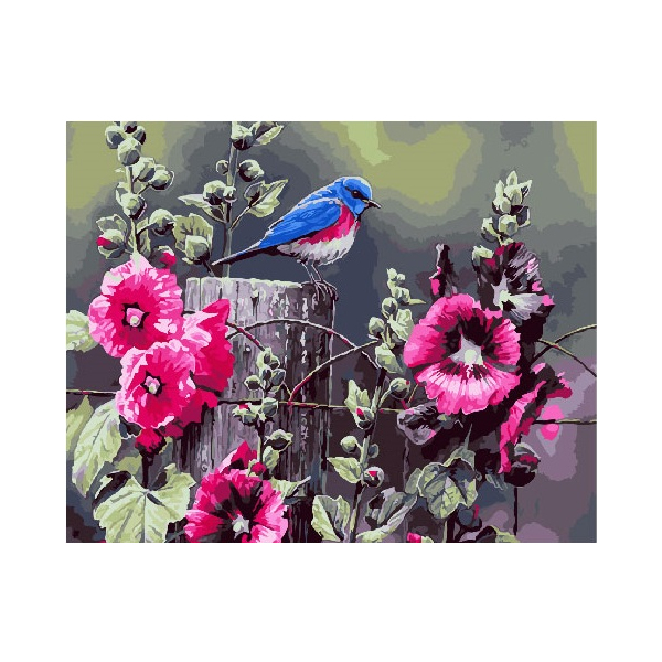 Картина по номерам Тварини, птахи та риби - Синица и мальва