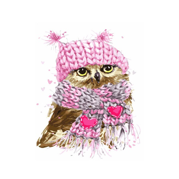 Картина по номерам Тварини, птахи та риби - Совеня в шарфі