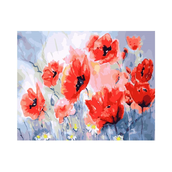 Картина по номерам Квіти - Маки в аквареле