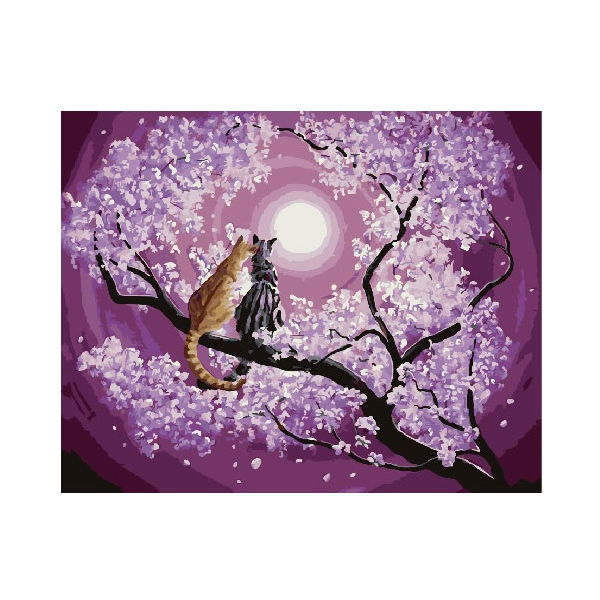 Картина по номерам Тварини, птахи та риби - Мартовские кошки на сакуре