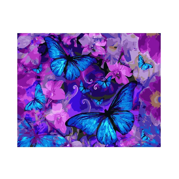 Картина по номерам Квіти - Магічні метелики у квітах