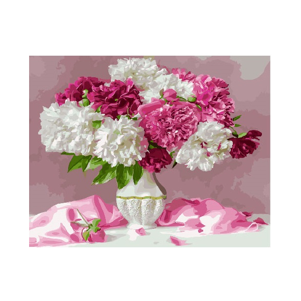 Картина по номерам Квіти - Рожеві півонії
