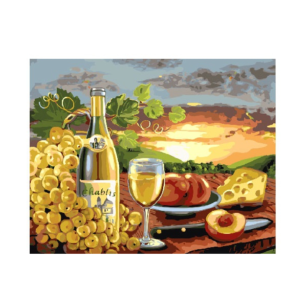 Картина по номерам Натюрморти - Біле вино з фруктами