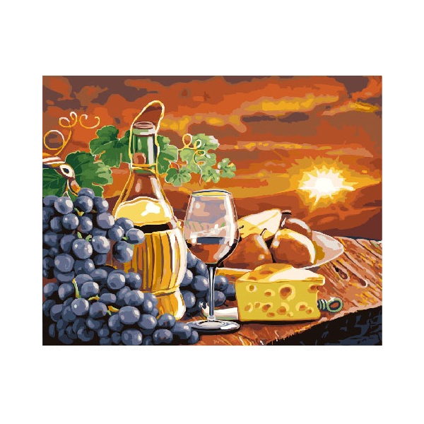 Картина по номерам Натюрморти - Келих та трапеза на заході