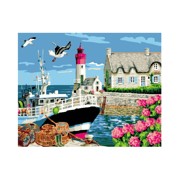 Картина по номерам Кораблі, автомобілі та літаки - Маяк, будинок доглядача