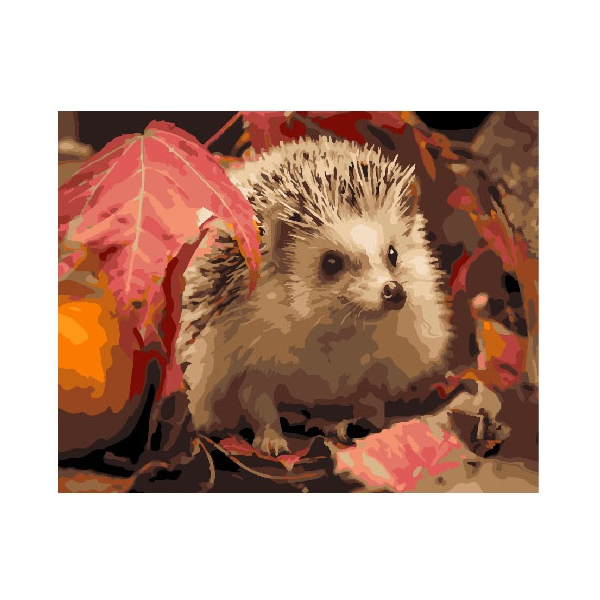 Картина по номерам Тварини, птахи та риби - Ёж в листьях