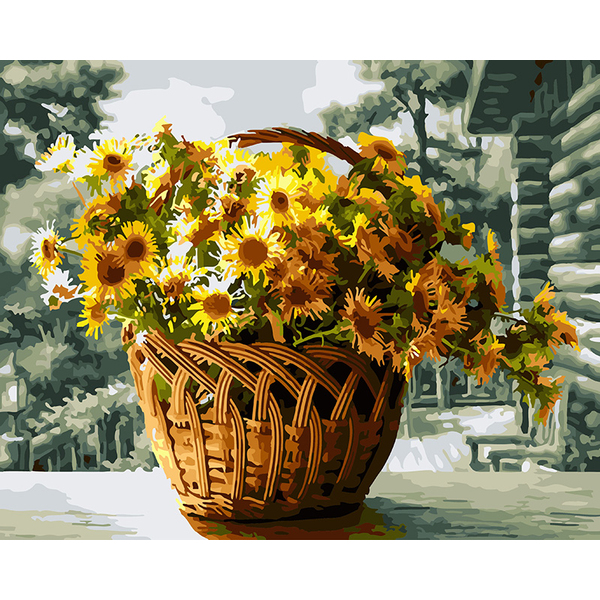 Картина по номерам Квіти - Жовті хризантеми