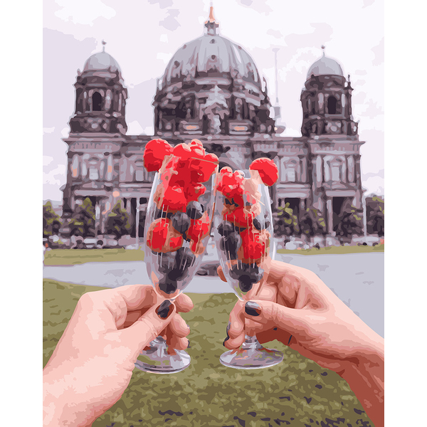 Картина по номерам Авторські колекції - Келих плодів на тлі Берлінського Собору