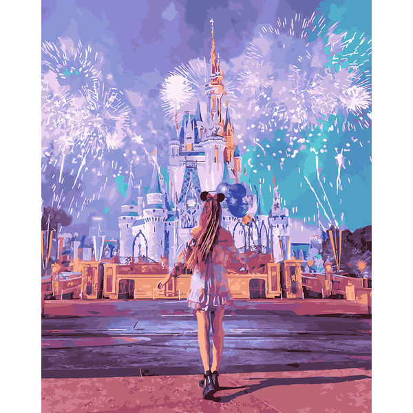 Картина по номерам Люди на картинах - Феерверк в Диснейленде