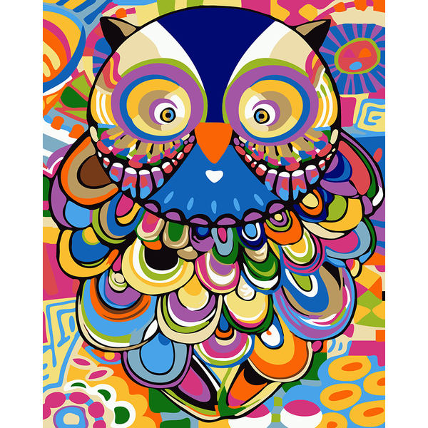 Картина по номерам Для початківців - Сова антистрес