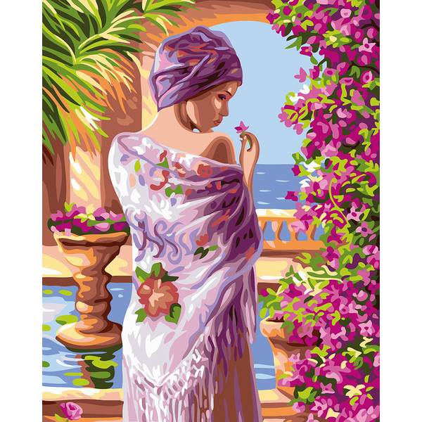 Картина по номерам Люди на картинах - Квіти у лоджій