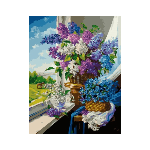 Картина по номерам Квіти - Травневі квіти біля вікна