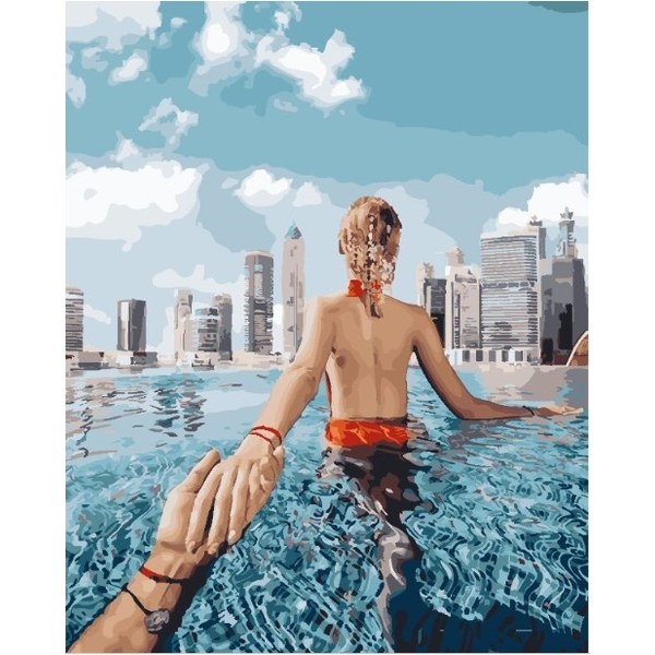 Картина по номерам Преміум картини - Слідуй за мною: басейн в Дубаї
