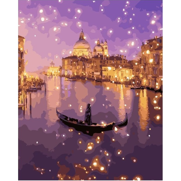 Картина по номерам Преміум картини - Нічне мерехтіння Венеції