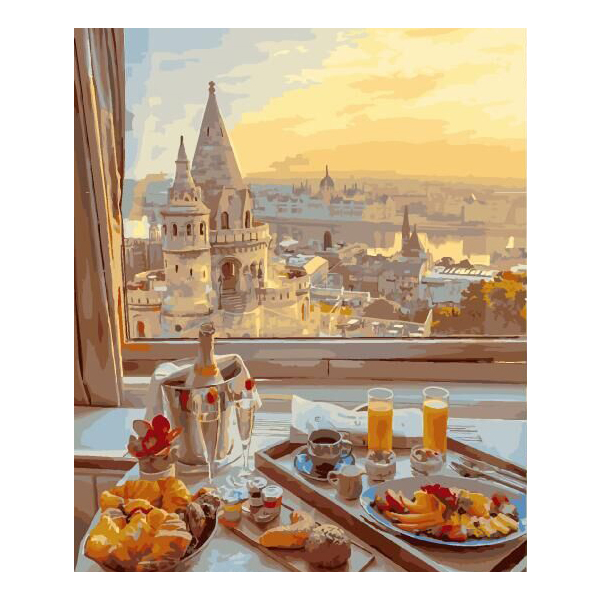 Картина по номерам Авторські колекції - Сніданок з видом на старе місто