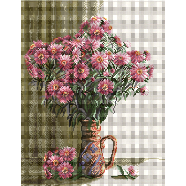 Алмазна мозаїка 40х50 - Хризантемы в вазе