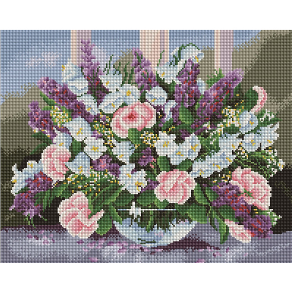 Алмазна мозаїка 40х50 - Сирень на столе