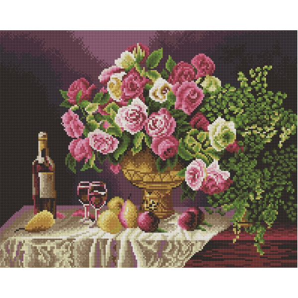 Алмазна мозаїка 40х50 - Натюрморт с розами