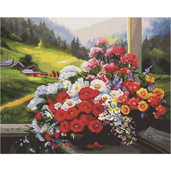 Алмазна мозаїка 40х50 - Цветы с видом на горы