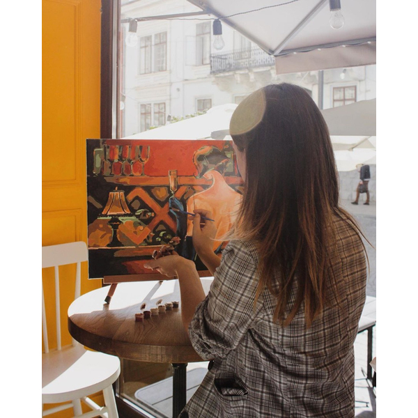 Картина по номерам Авторські колекції - Дівчина на дегустації