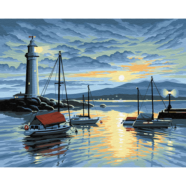Картина по номерам Кораблі, автомобілі та літаки - Маяк і кораблі