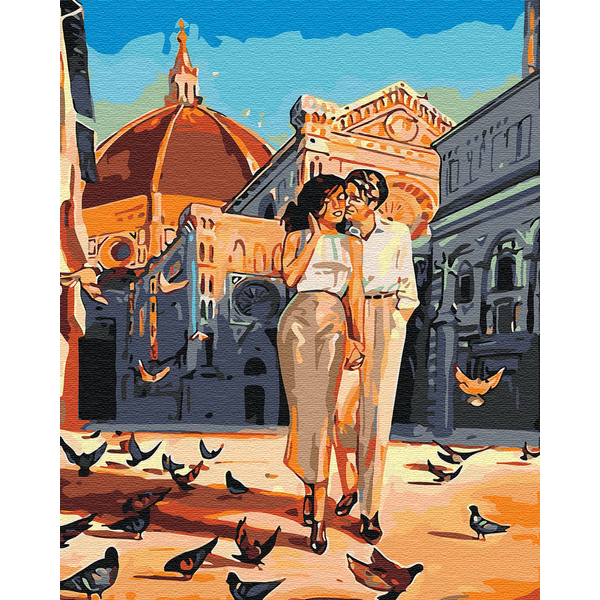 Картина по номерам Люди на картинах - Любовь и голуби