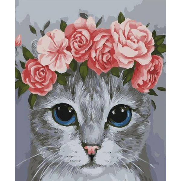 Картина по номерам Тварини, птахи та риби - Котик в веночке