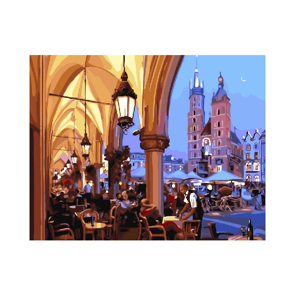 Картина по номерам Преміум картини - Вечернее кафе Кракова