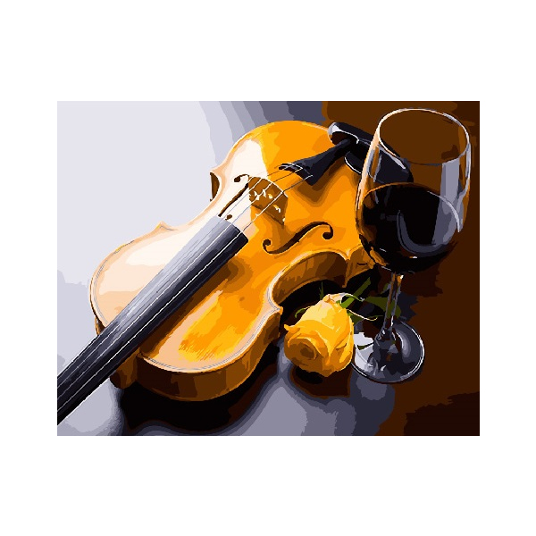 Картина по номерам Преміум картини - Скрипка та келих