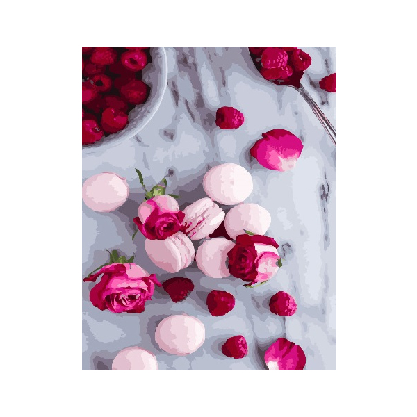 Картина по номерам Преміум картини - Макаруны и розы