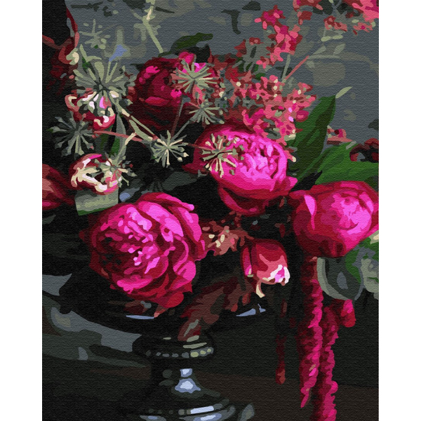 Картина по номерам Квіти - Малиновые пионы
