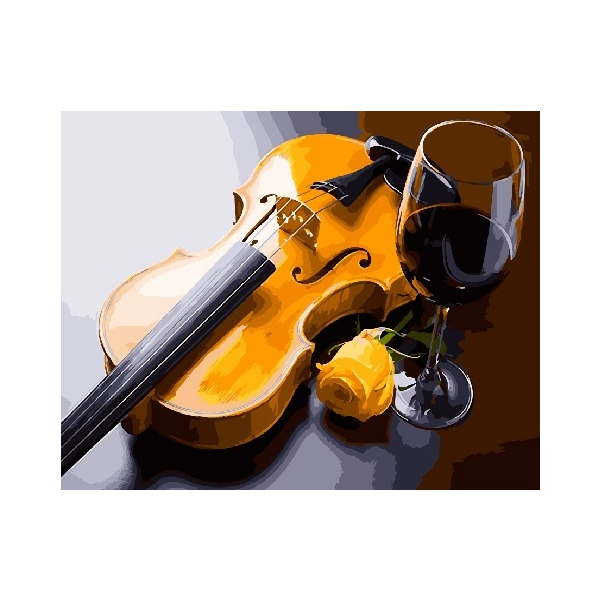 Картина по номерам Натюрморти - Скрипка і келих