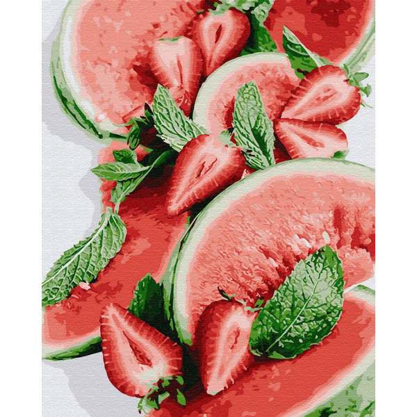 Картина по номерам Натюрморти - Кавун і полуниця