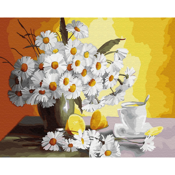 Картина по номерам Квіти - Ромашки та лимони