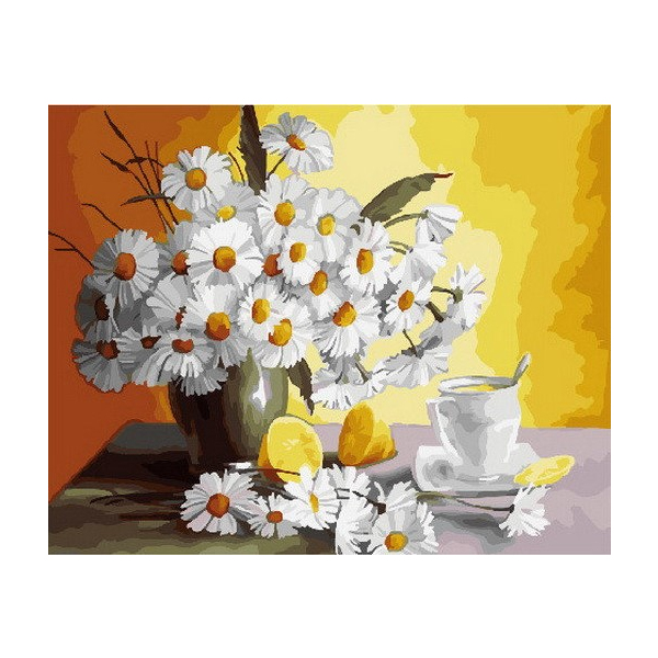 Картина по номерам Квіти - Ромашки та лимони