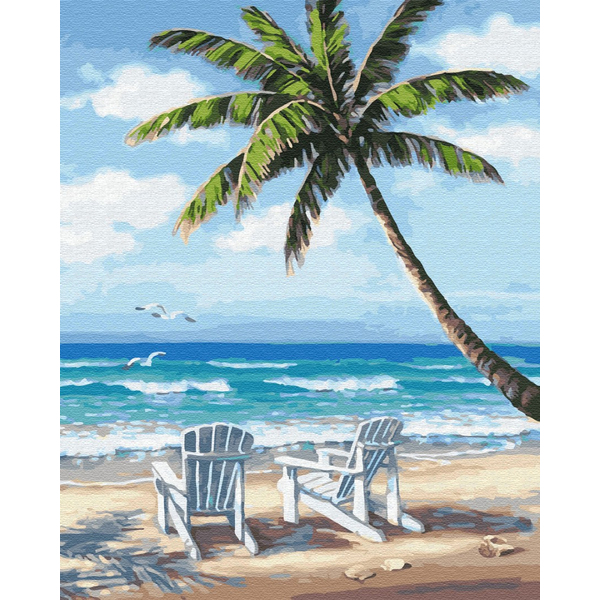 Картина по номерам Природа - Шезлонги на узбережжі