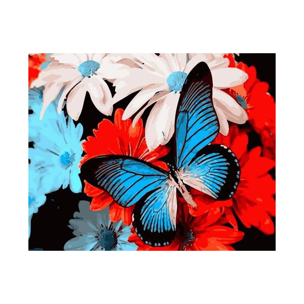 Картина по номерам Для початківців - Метелик на квіточках