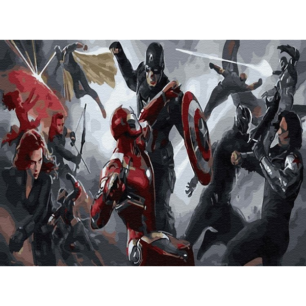 Картина по номерам Мультфільми, комікси, аніме - Мстители в бою