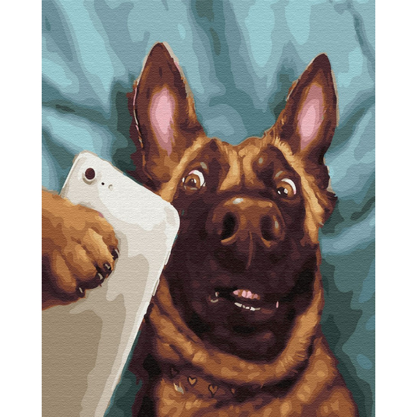 Картина по номерам Тварини, птахи та риби - Собачье селфи
