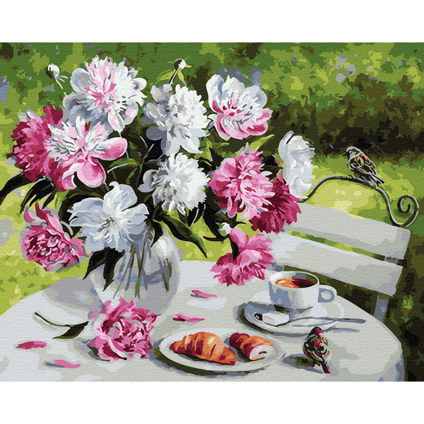Картина по номерам Квіти - Сніданок з піонами