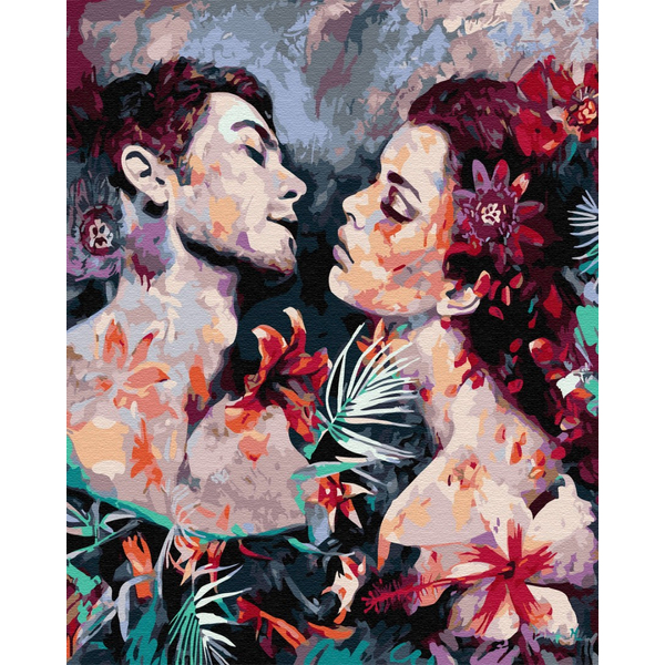 Картина по номерам Люди на картинах - Пара в цветах