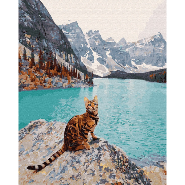 Картина по номерам Тварини, птахи та риби - Кот на озере Морейн