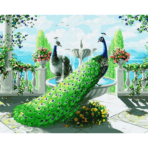 Картина по номерам Тварини, птахи та риби - Роскошные павлины