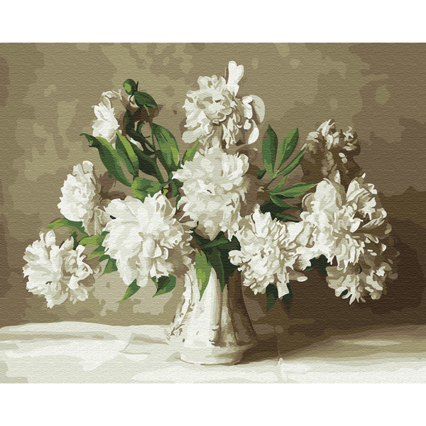 Картина по номерам Квіти - Білі півонії